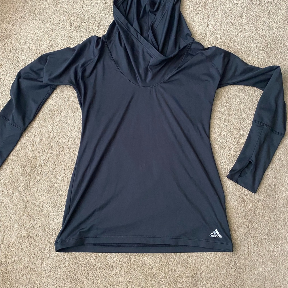 adidas Black Hooded Climalite Long Sleeve Top